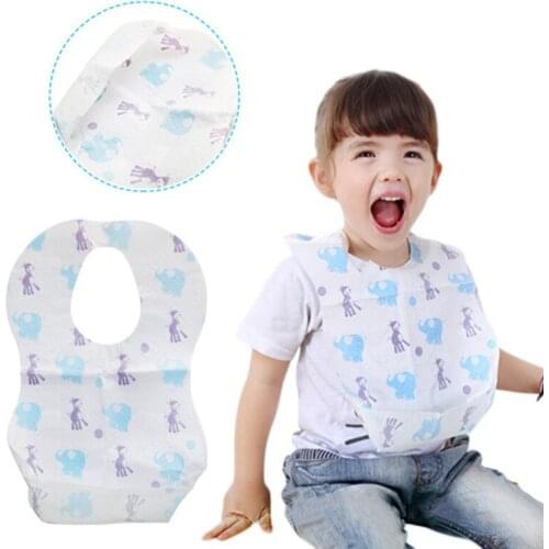 Hot High Quality Cartoon Fashion Waterproof Non-Woven Fabric Disposable Bibs Eating Saliva Paper Bibs For Babies 1-6 Years Old