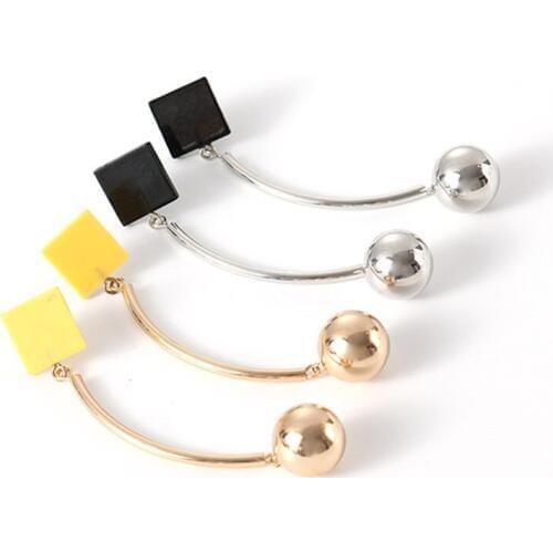 Simple Fashion Geometric Square Earrings For Women Punk Sliver Gold Color Metal Ball Earrings Woman Jewelry Brincos Wholesale