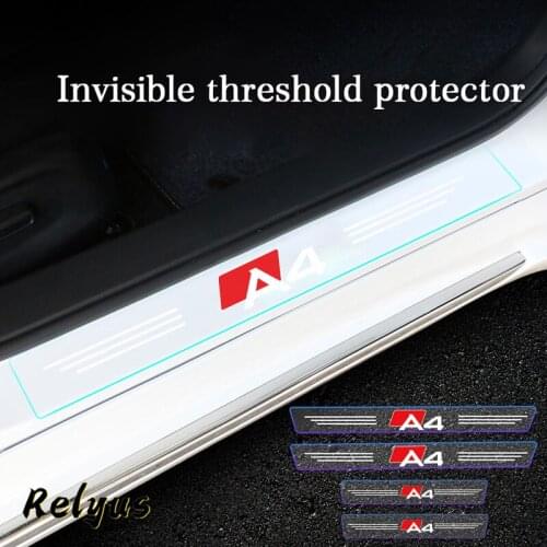 4Pcs Transparent Car Door Sill Protector Threshold Protective Film Decorative Stickers For Audi A4 B8 B9 B7 B6 B5 Accessories