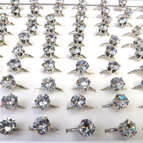 Romantic Silver-tone Zircon Rings Adjustable Size 50pcs/lot