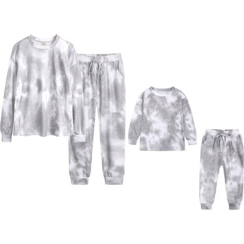 Family Matching Outfits Mother Son Daughter Clothes Suit Spring Autumn Adult Kids Clothes Set Printing T-shirt +Pants