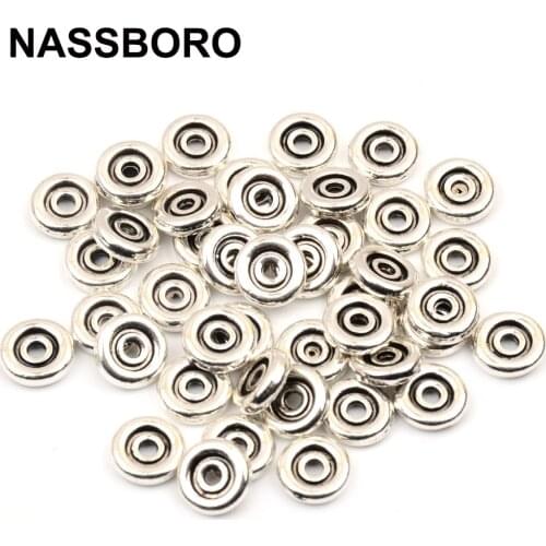 20pcs/lot 2*10mm Silver Flat Round Circle Metal Spacer Beads For Jewelry Making Diy Accessories Beaded Bracelet Handmade Craft