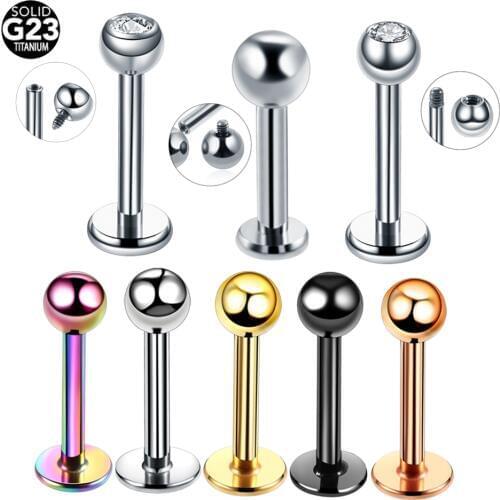 10pcs/lot Titanium Crystal Gem Labret Stud Lip Monore Rings Piercings Ear Cartilage Tragus Helix Barbell Earrings Jewelry