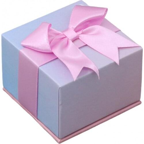 50%HOT Gradient Bow Design Square Earrings Jewelry Box Engagement Ring Display Case