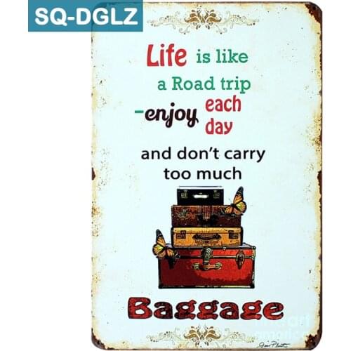 [SQ-DGLZ]Hot Enjoy Each Day Baggage Metal Sign Retro Bar Wall Decor Vintage Metal Crafts Home Decor Painting Plaques Art Poster