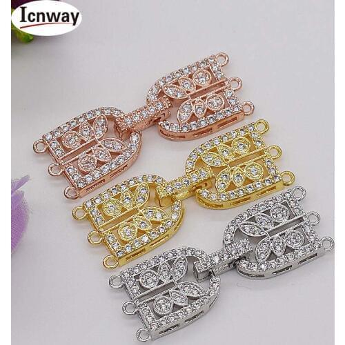 Rhinestone inlay Gold&silver Plated clasp 1.3*3.5cm For DIY bracelet necklace Free shipping wholesale