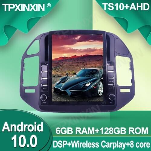 Tesla Style For Mitsubishi Pajero V73 V68 08-11 Android 128G Wireless Carplay Stereo Receiver 6+128G Car Radio player Radio IPS