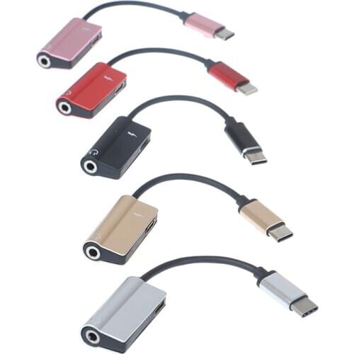 USB Type C Audio Cable 2 In 1 Type-C To 3.5mm Jack Charge Headphone Adapter Type-C Mobile Phone Headset Adapter