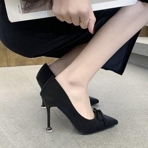 2021 Women Sweet Comfortable Yellow Breathable High Heel Shoes Ladies Classic Summer High Heel Pumps Talon Femme