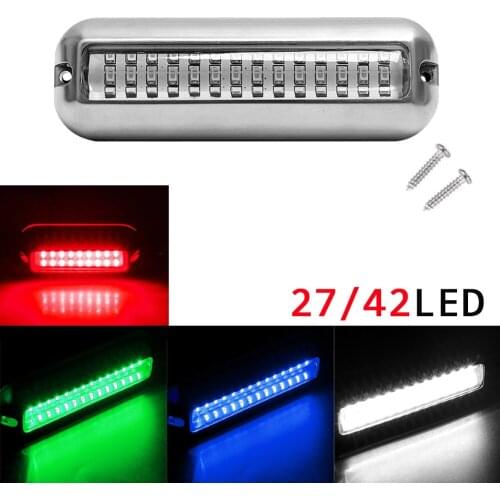 Universal 50W 27/42LED Stainless Steel Underwater Pontoon Boat Transom Lights Water Landscape Lighting for Marine Boat