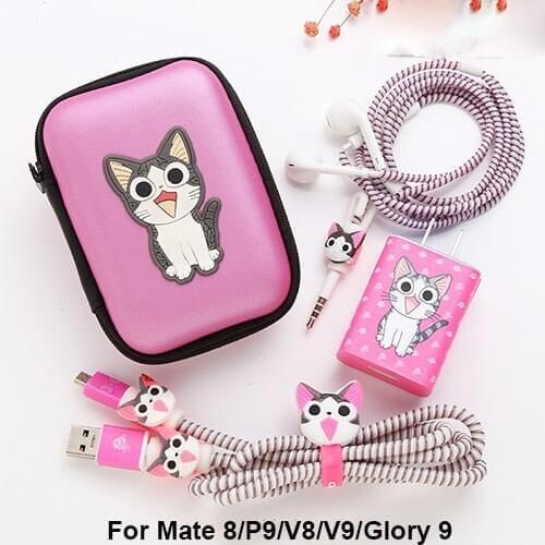 Sleeve Protective Earphone Case Bag Spiral Cable Protector for Huawei Nova 4/3/3i/3e/P9/Mate 8/Glory V8/V9 Charger HW-059200CHQ