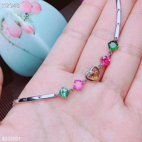 KJJEAXCMY fine jewelry natural Tourmaline 925 sterling silver new women gemstone hand bracelet support test elegant