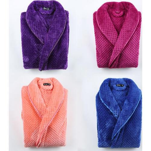 Matching Couples Winter Sexy Bathrobe Women Flannel Warm Sleepwear Man Belt Thick Solid Robe Long Sleeve Pocket Casual 2019