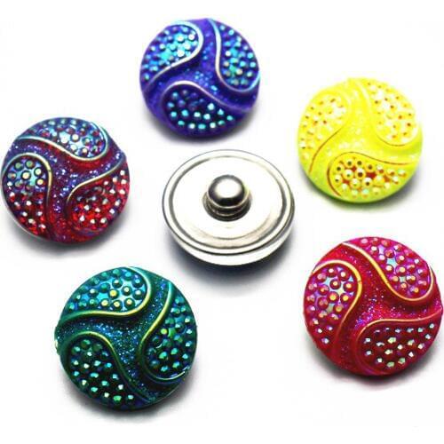20pcs/lot Multicolor Round Snap Buttons Resin Pattern Buttons Fit 18mm/20mm DIY Ginger Snap Bracelet Jewelry Makings