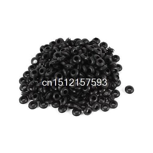 300Pcs 5mm x 10mm Black Rubber Cable Wiring Grommets Gasket Ring