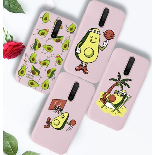 Avocado Cartoon Phone Case For Xiaomi Redmi Note 9 Pro 9S 8T 8 8A K30 K20 Pro Mi 9T Pro A3 Case Cover Silicone Pink TPU