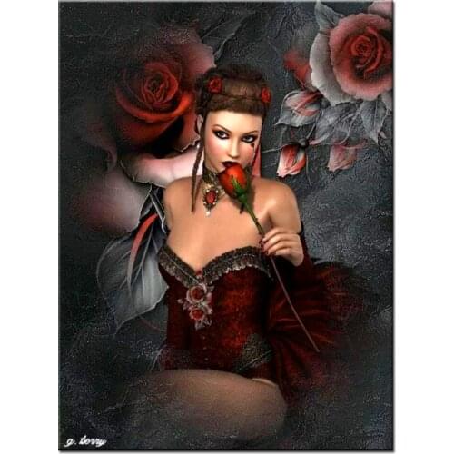 Fantasy Red Rose Woman diamond embroidery full square round 5d diy diamond painting cross stitch rhinestone Of picture Lady,A988