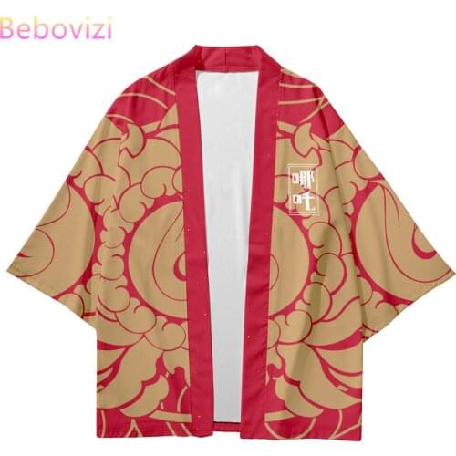 Loose Red Beach Japanese Style Kimono Streetwear Men Women Cardigan Japan Samurai Anime Cosplay Haori Yukata Harajuku Tops Robe