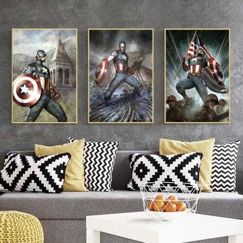 Classic Marvel Avengers Canvas Paintings Captain America Superhero Posters and Prints Wall Art Pictures for Living Home Decor