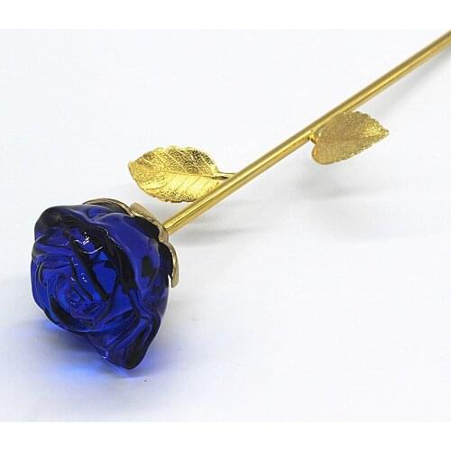 Crystal Red Rose Flower Figurines Craft Birthday Valentines Day Favors X'mas Gifts Wedding Home Table Decoration Ornament L13