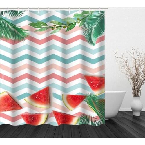 Summer Fresh Fruit Pattern Shower Curtain and Hook Modern Polyester New Design Bathroom Home Decoration
