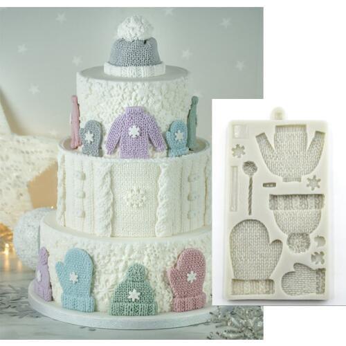 Minsunbak Knitwear Cookie Mould Knit Gloves Hat Ginger Chocolate Silicone Mold Sugarcraft Cake Tools