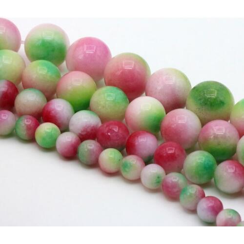 Multi dimension Manual DIY stone 6 8 10 12mm Round Loose Beads color pink&green women jewelry making design gift wholesale 15
