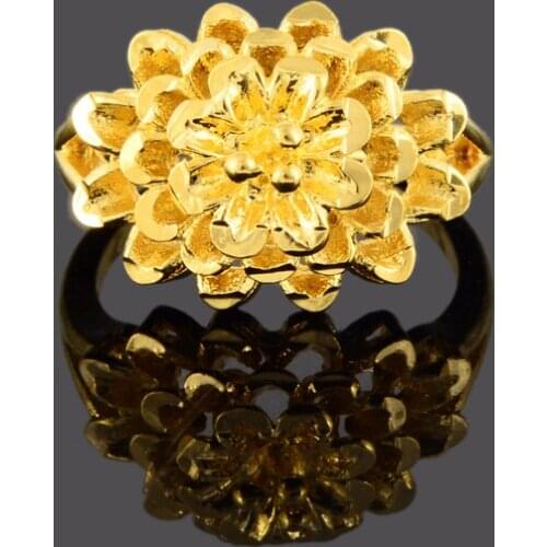 Fashion Gold Color Elegant Flower Design Gold Rings Prices Anillos Party Rings For Women Gold Ring 585 Anel Jewelry Accessories