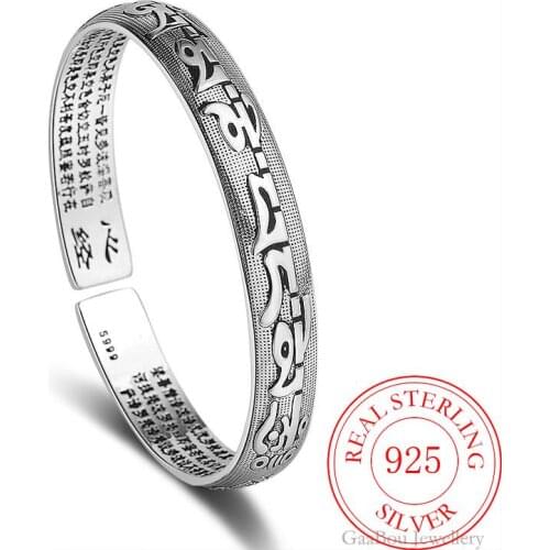 Fashion 925 Sterling Silver Woman Charm Cuff Bracelet Scriptures Bangle Girls Party Jewelry Gifts