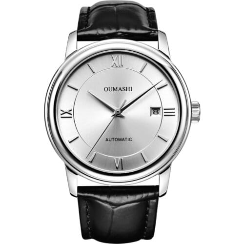 OUMASHI 40mm man automatic mechanical watch Sapphire Crystal miyota movement waterproof leather strap double snap men watches