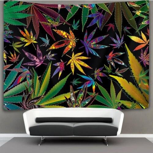 Trippy Multi Leaf Weed Wall Tapestry Hippie Art Wall Hanging Home Décor