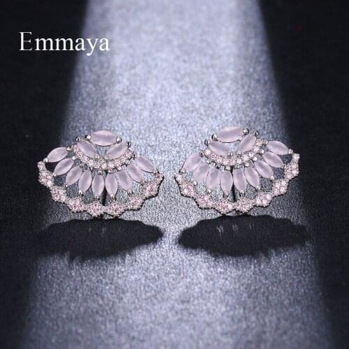 Emmaya New Model For Female Cubic Zircon Fan-shape Multicolor Fashion Party First Choice Fascinating Earring Anniversary Gift