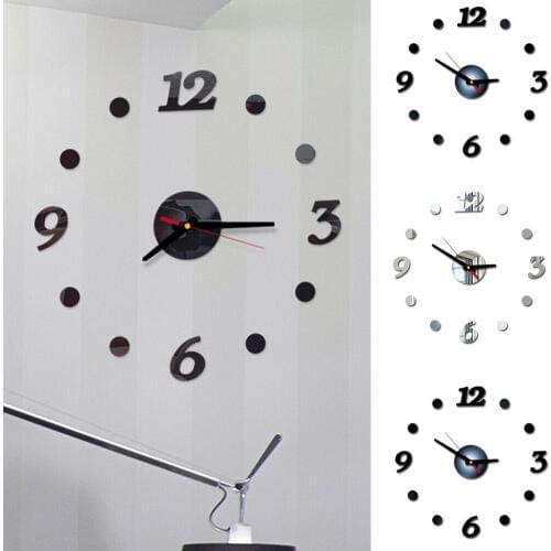 NEW Modern Creative Art DIY Wall Clock 3D Self Adhesive Sticker Home Office Kitchen Decoration