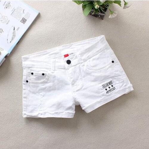 Women Summer White Ripped Stretch Slim Fit Denim Shorts Skinny Low Waist Ultra Shorts Sexy White Mini Short Without Belt J3154