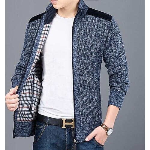 Autumn Casual Korean Style Clothing Male 2021 Thick New Fashion Brand Sweater for Mens Cardigan Slim Fit Jumpers Knitwear Warm