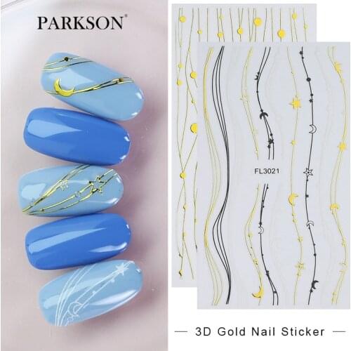 Parkson 3D Nail Strip Stickers Metal Strip Tape Gold Black White Decal Tassel Nail Art Adhesive DIY Design Nail Art Decoration
