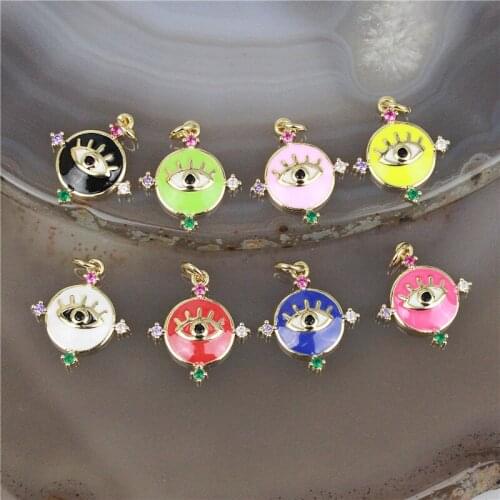 15mm 20pcs/lot Good quality cz/enamel charm,colorful eye shape enamel pendant,bracelet/necklace making component wholesale