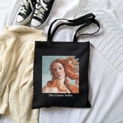 Roman mythology letter print chic new punk women Harajuku casual ins shoulder bags Academy Vintage large capacity canvas bags