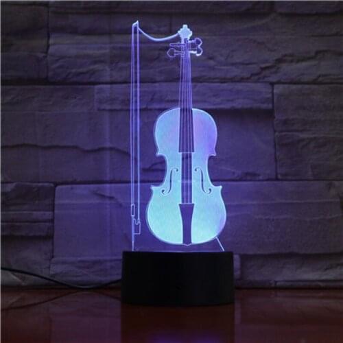 Violin LED 3D Night Light Colorful Creative Table Desk Lamp Home Decorations 7 Colors USB Remote Control Touch Base