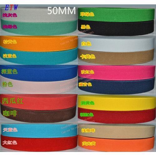 The thickening 50mm Colorful Elastic Ribbon 5yards/lot, 20 Colors Elastic Stretch Webbing , Belt Material wholesale and retail