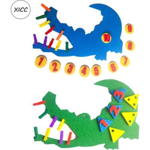 XICC Handmade 30*20CM Felt Crocodile Clip Numbers 1-10 For Kids Learning Child Early Teaching Handmade Nonwoven DIY Package Toys