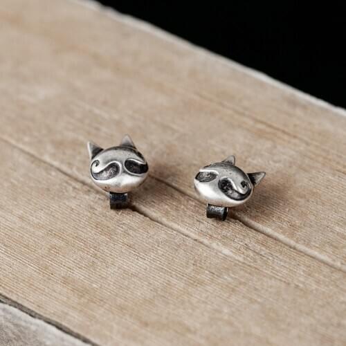 925 Sterling Silver Cat Stud Earrings Women Earrings Vintage Party Wedding Jewelry for Girls Women Jewelry Punk Earrings