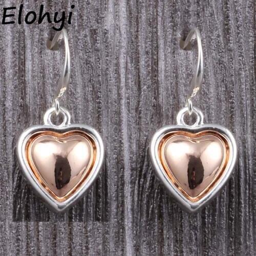 ELOHYI Women Drop Heart Doble Color Statement Eearrings Simple Earring Jewelry Wholesale For Girls For Women Gift Free Shipping