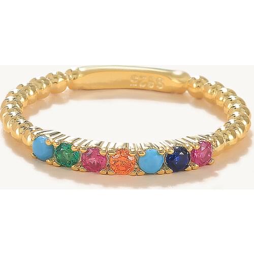 CANNER Ins Mini Dot Colorful Stone Ring S925 Sterling Silver Luxury Fine Jewelry Rings For Women Anillos Wedding Bague Bijoux