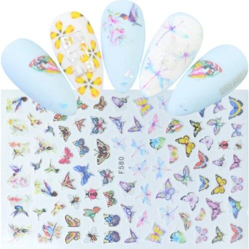 1 Sheet Hot Butterfly Bow Designs 3D Self Adhesive Nail Art Stickers Decorations Manicure Decal Tips Tools