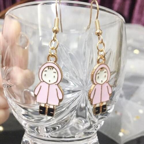 1 Pair Cute Raincoat Boy Earrings Gold Zinc Alloy Children Kids Charms Dangle Women Hoop Eardrop Fashion Jewelry Drop Shipping