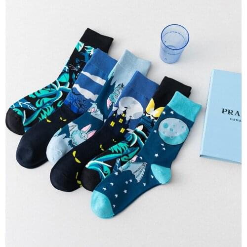 1 Pair Painting Style Man Cute Graphic Socks New Fashion Harajuku Colorful Comfortale Hip Hop Happy Socks Funny Size 38-44