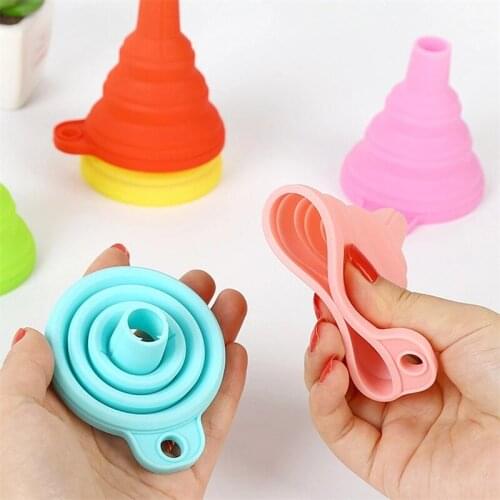 1PCS High Mini Quality Food Grade Silicone Gel Funnel Folding Telescopic Long Neck Liquid Filling Household Liquid Distribution
