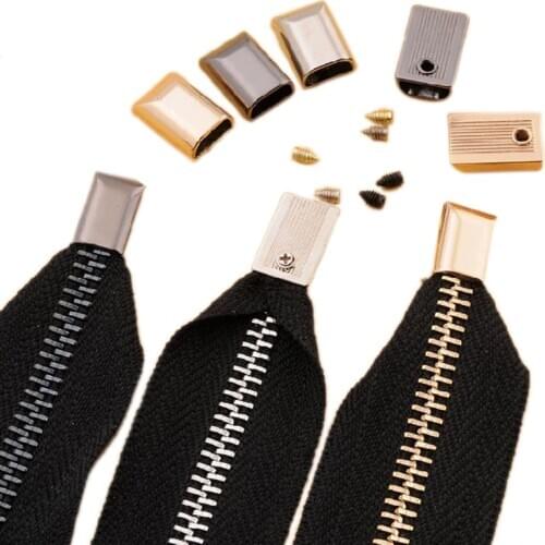 10 Pcs 16*9.5mm Metal Zipper Plugs Leather Goods Hardware Accessories Metal Zipper Pull Clip Tail Stop Plug Baotou With Screws