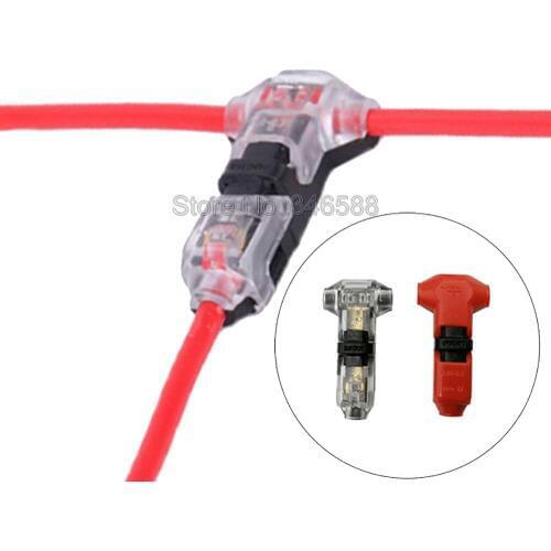 10pcs T Shape Scotch Lock Quick Splice Wire Joint Connector for 1 Pin 22-20AWG LED Strip Wire Car Audio Cable Terminals Crimp